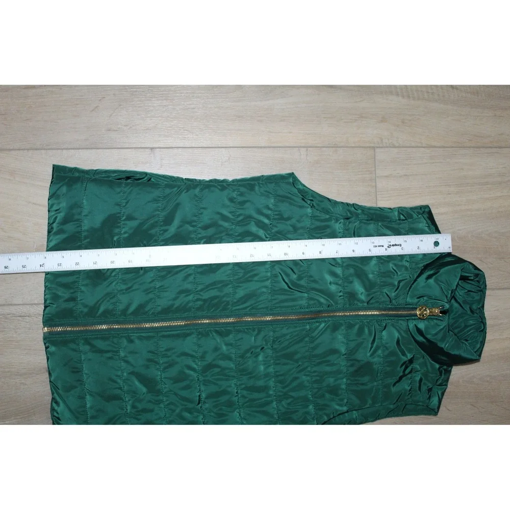 Michael Kors Women's Emerald Green Quilted Puffer Vest Gold Hardware XS Preppy
